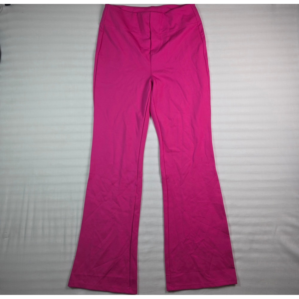 Halara Pink Flare Leg Pull On Pants High Rise Stretch Trousers Size M Regular